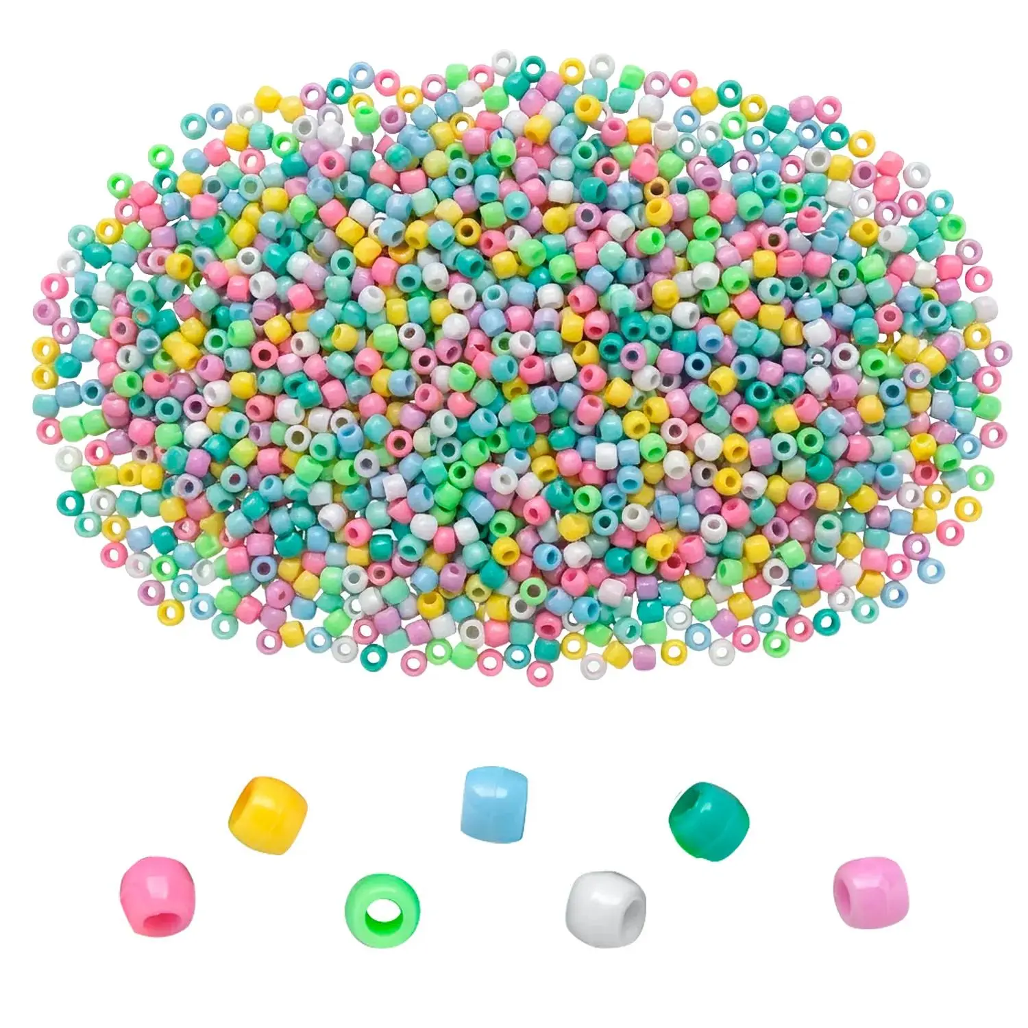 Bulk 1600 Pc. 6mm 1 Lb. of Pastel Pony Beads