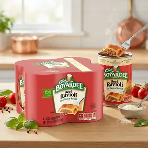 Beef Ravioli Pasta Meal in Tomato Sauce Ready to Eat Canned Pasta Microwaveable Pantry Food 15oz Cans Pack of 4