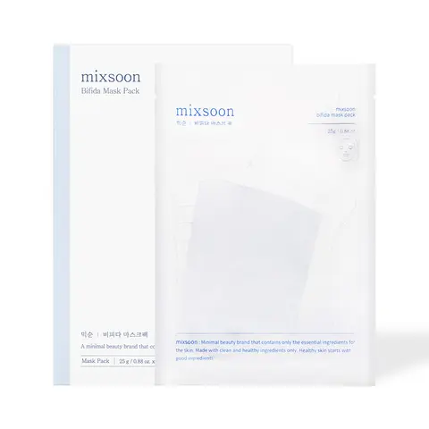 [mixsoon Official] Bifida Mask Pack 5EA - Korean Face Masks, Fermented Soothing Moisturizer Skincare for Glass Skin