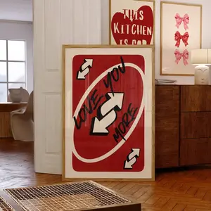 Love You More Uno Reverse, Color Retro Wall Art Printable, Playing Card Wall Art, Girly Wall Art Valentine's Day Preppy Wall Decor Trendy Poster,art prints unframed