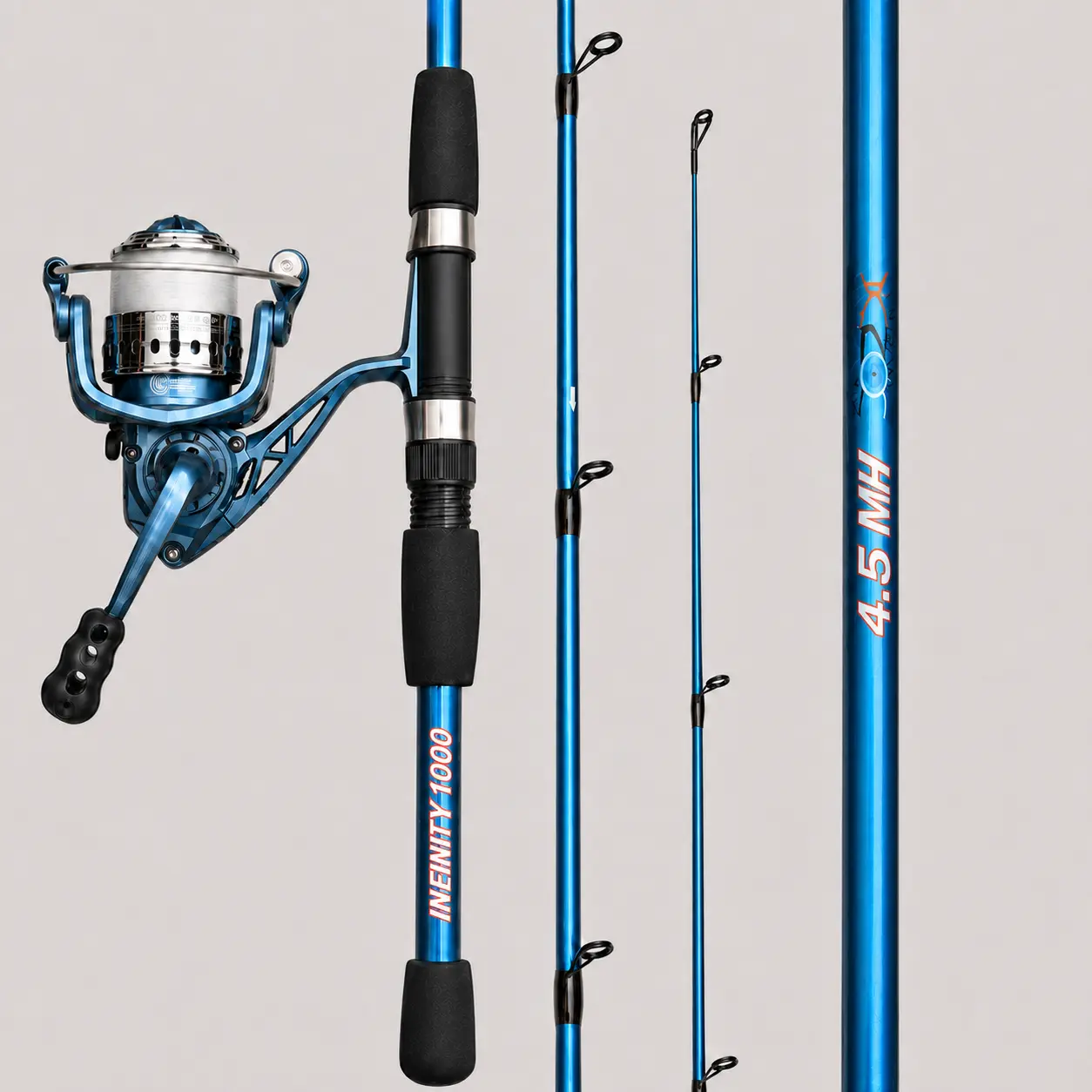 Spinning Rod 4.5" Medium Heavy with 1000 Reel Monofilament Line 10lb for Saltwater & Freshwater Angling Set