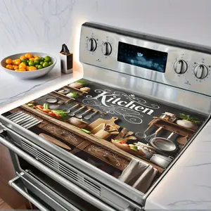 1 piece kitchen tool set stove mat, Kitchen decorative placemat, suitable for countertops and cooking utensils, heat-resistant accessories, ideal protective pad compatible with electric glass stove surface, flat top oven and dryer surface pad, oven pad