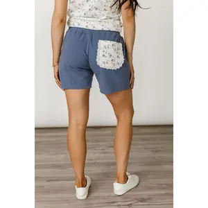 Lace Pocket Shorts - Forget Me Not
