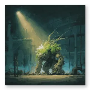 MWW C1MP3232NTJ7IE 32x32 in. Turquoise Metal Print Wall Art - The Golem, Light Artistic Artwork for Home Decor, Room Gift
