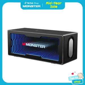 Monster S280 Portable Bluetooth Speaker with 40W Stereo Sound, Bluetooth 6.0, 3D LED Light Show, Wireless Charging Station, Hands-Free Calling, USB/AUX/TF Card Support, Speaker for Home, Office & Party & Gaming Room, Gift - SummerWins - DealsForYouDays