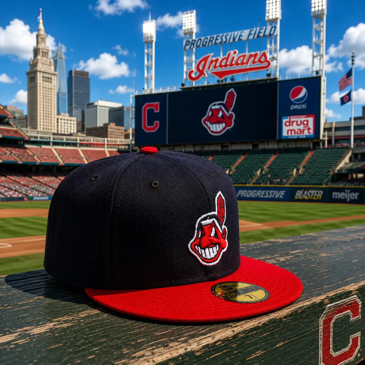 [Hot 2026] Cleveland Indians New Era 59FIFTY Fitted Hat – Red Home Collection On-Field MLB Flat Brim Cap