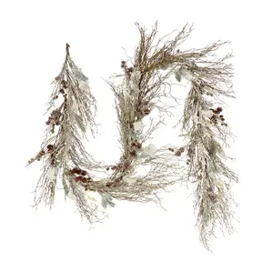 9 ft. Pre-Lit Alpine Snowy Garland with LED Lights, Plug-In