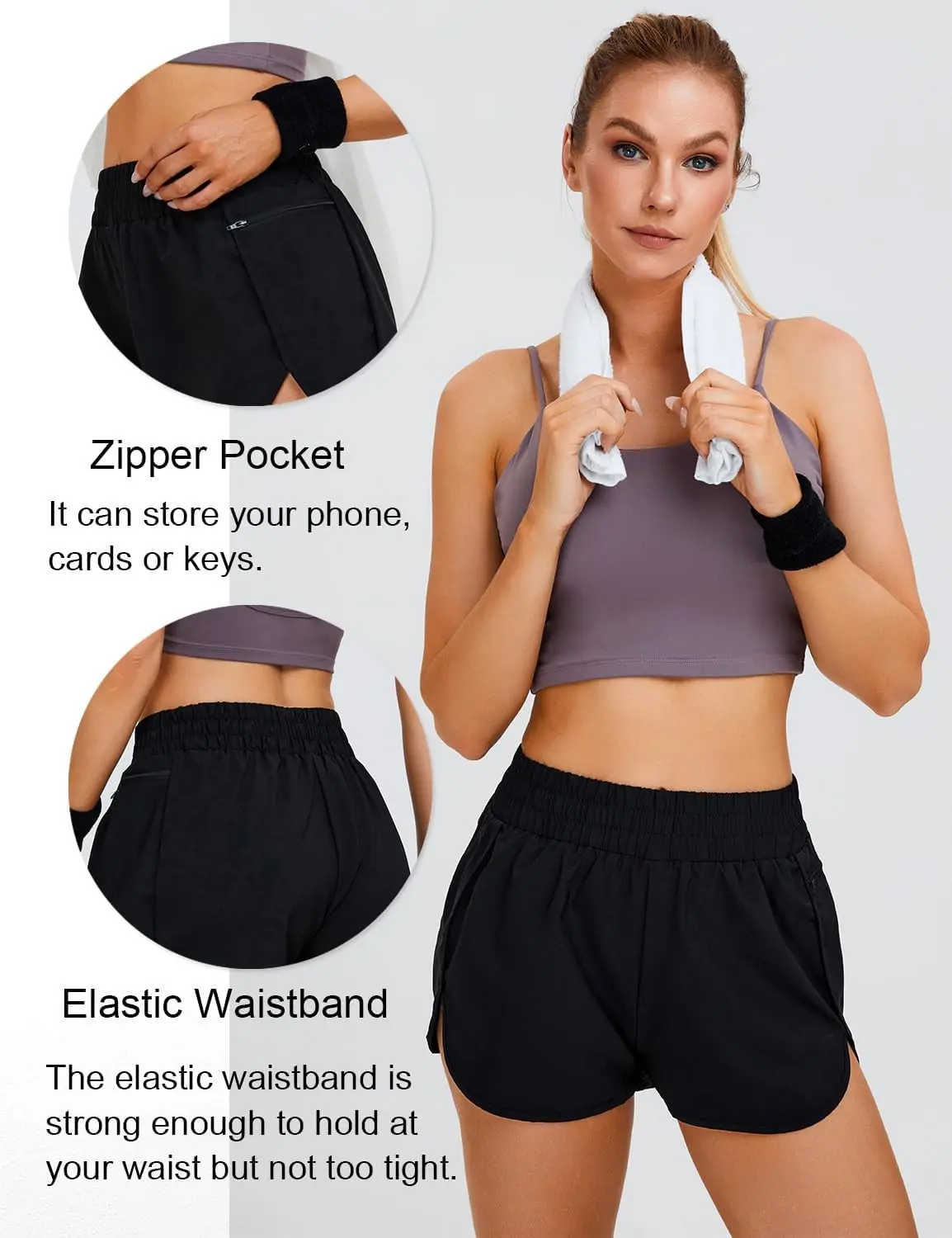 Women's Solid Pocket Drawstring High Waist Sports Shorts, Back To School Sports Shorts,Casual Shirred Elastic Waist Shorts for Gym YogaAthletic Workout Running, Sport&Outdoor Clothing for Summer
