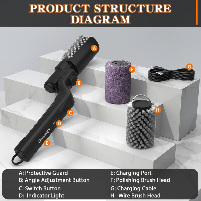 BBQ Grill Brush for Outdoor Grill, Cordless Electric Grill Cleaner, Rechargeable Grill Cleaning Brush,3 Powerful Speed BBQ Grill Brush for Outdoor Grill, 180°Adjustable