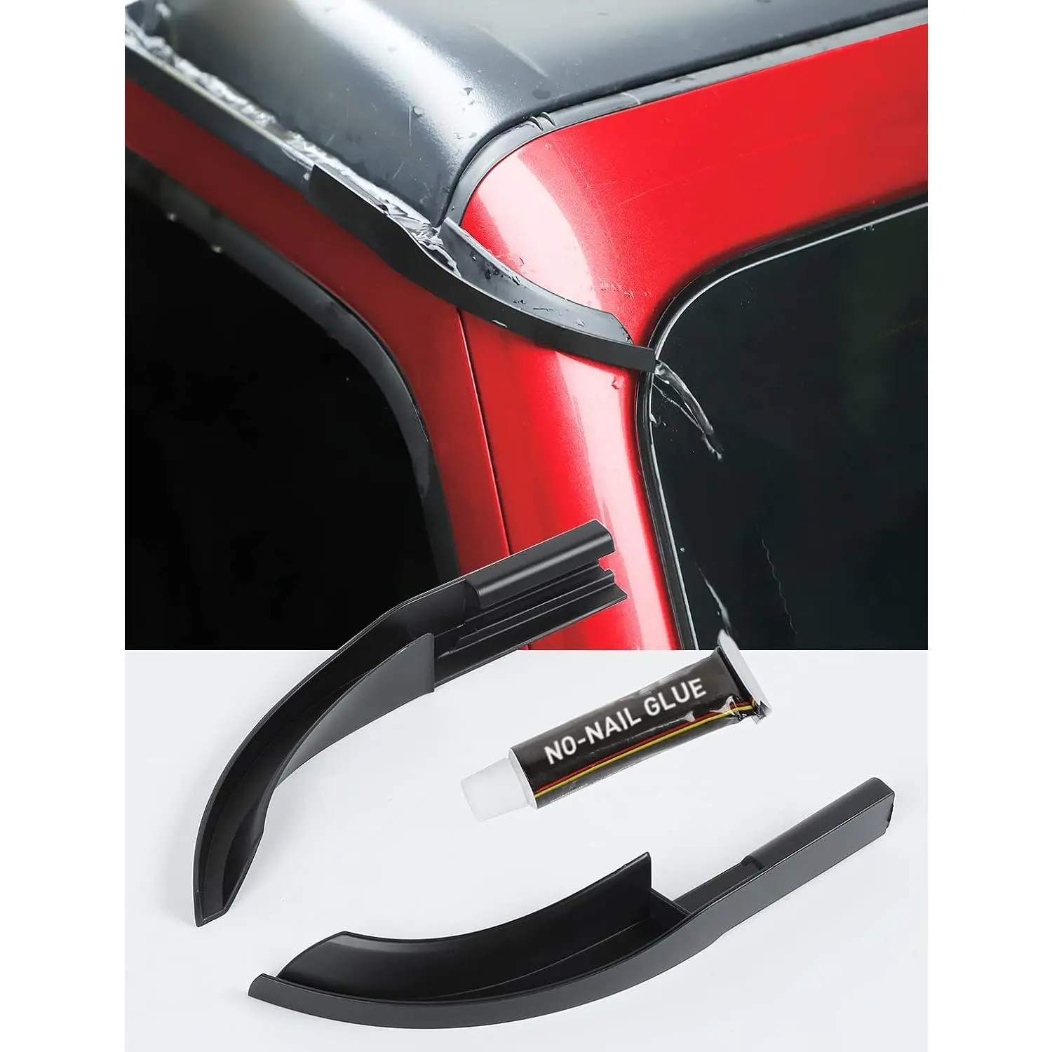 Upgraded Version ABS Material Rain Gutter Extensions - Roof Hardtop Rain Groove Diverter, Rainwater Deflector for 2018-2024 Jeep Wrangler JL 4xe & Gladiator JT, Black Car Exterior Accessory