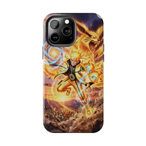 N@ruto - Solar Flare Warrior Aura Phone Case - Neon Energy Burst Art Cover - Phone Cover for iPhone 7-17 Pro Max / for Samsung S21-S25 Ultra