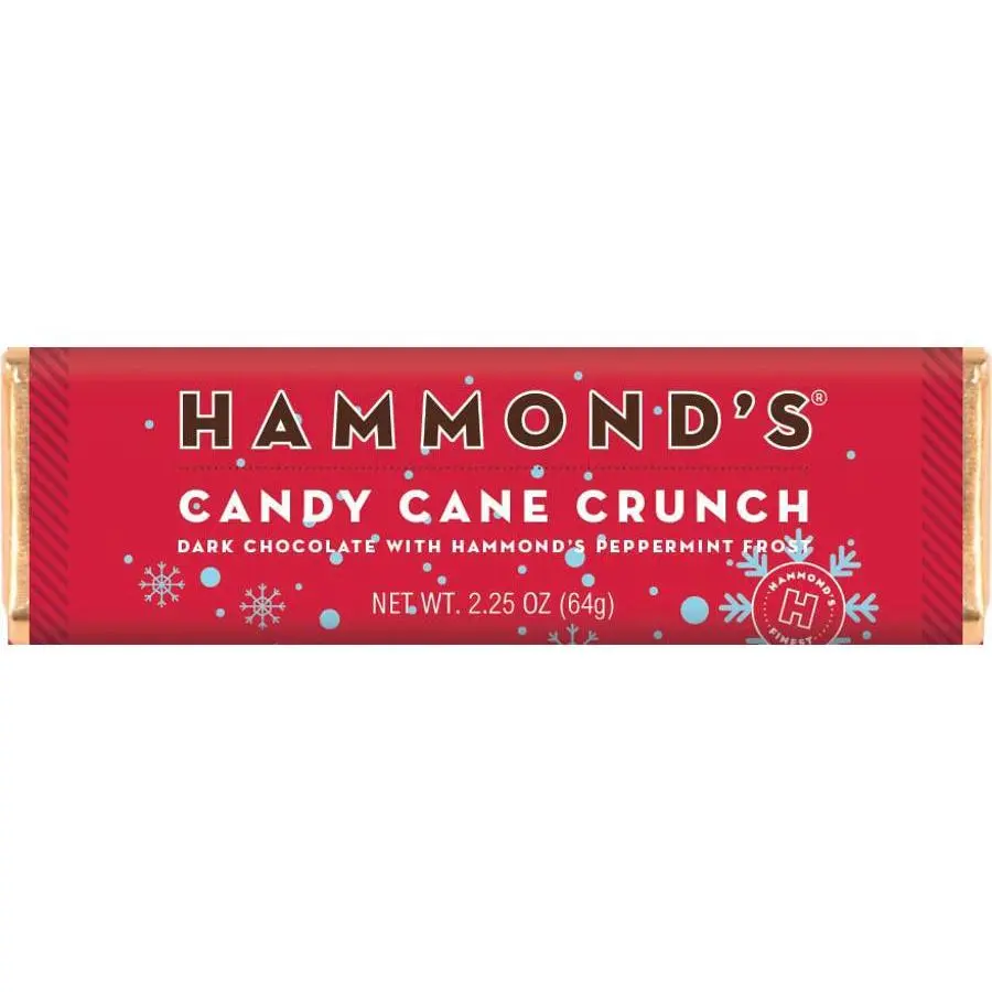 Hammond's Candy Cane Crunch Chocolate Bar 2.25 oz 12 ct