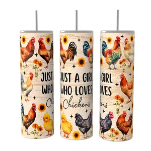 Just A Girl Who Loves Chickens 20oz skinny Tumbler Coffee Drinkware Insulated Lid Portable