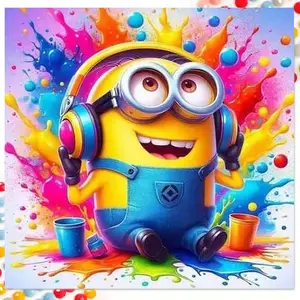 1pcs 5D DIY diamond painting kit, 5D diamond art set, DIY decor, Minion, headphone, color splash diamond painting kit full round drill DIY, mosaic, diamond art, DIY art home decor, suitable for Halloween and Christmas.