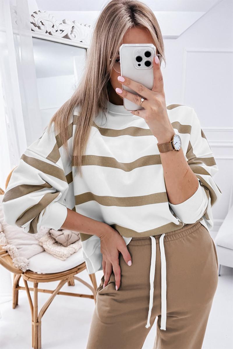 Mntaor Women's Striped Two Piece Outfit Long Sleeve Drop Shoulder Pullover Tops & Jogger Pants Sets Casual Style Comfortable Everyday Wear,Winteroutfit Mntaor Women's Striped Two Piece Outfit Long Sleeve Drop Shoulder Pullover Tops & Jogger Pants Sets Casual Style Comfortable Everyday Wear,Winteroutfit