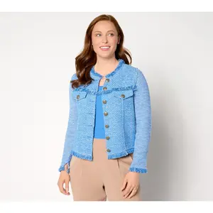 NIC+ZOE Utility Fringe Mix Knit Jacket