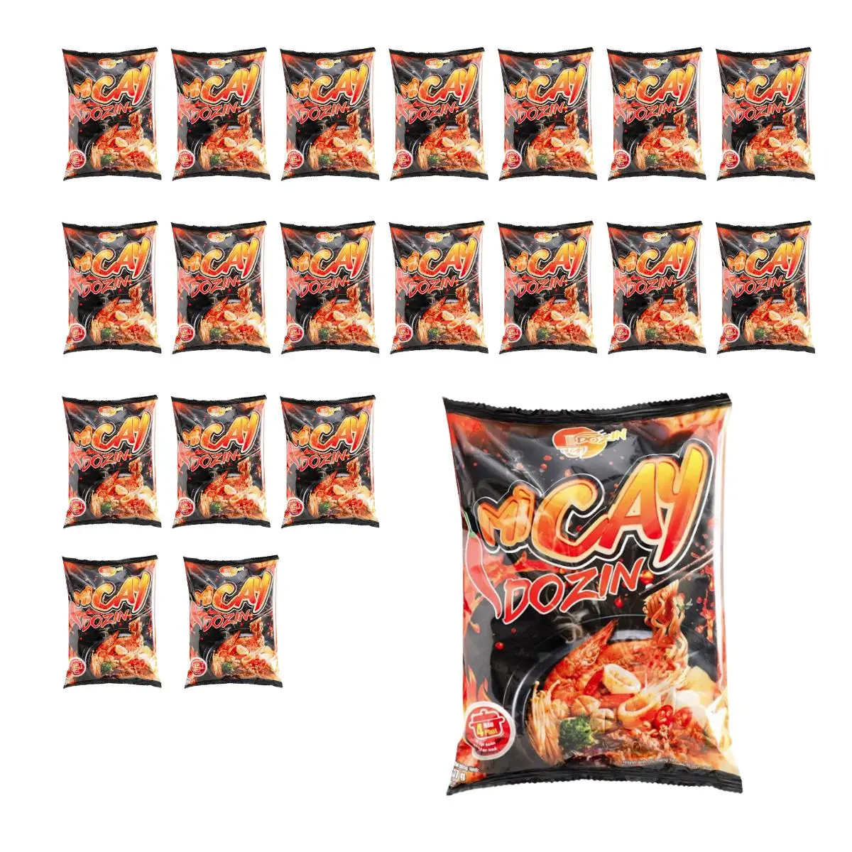 Dozin Korean Spicy Chewy Flavor Instant Ramen Noodles, 137g Each - 20-Pack Combo, Ambient Pantry Food and Snacks Item