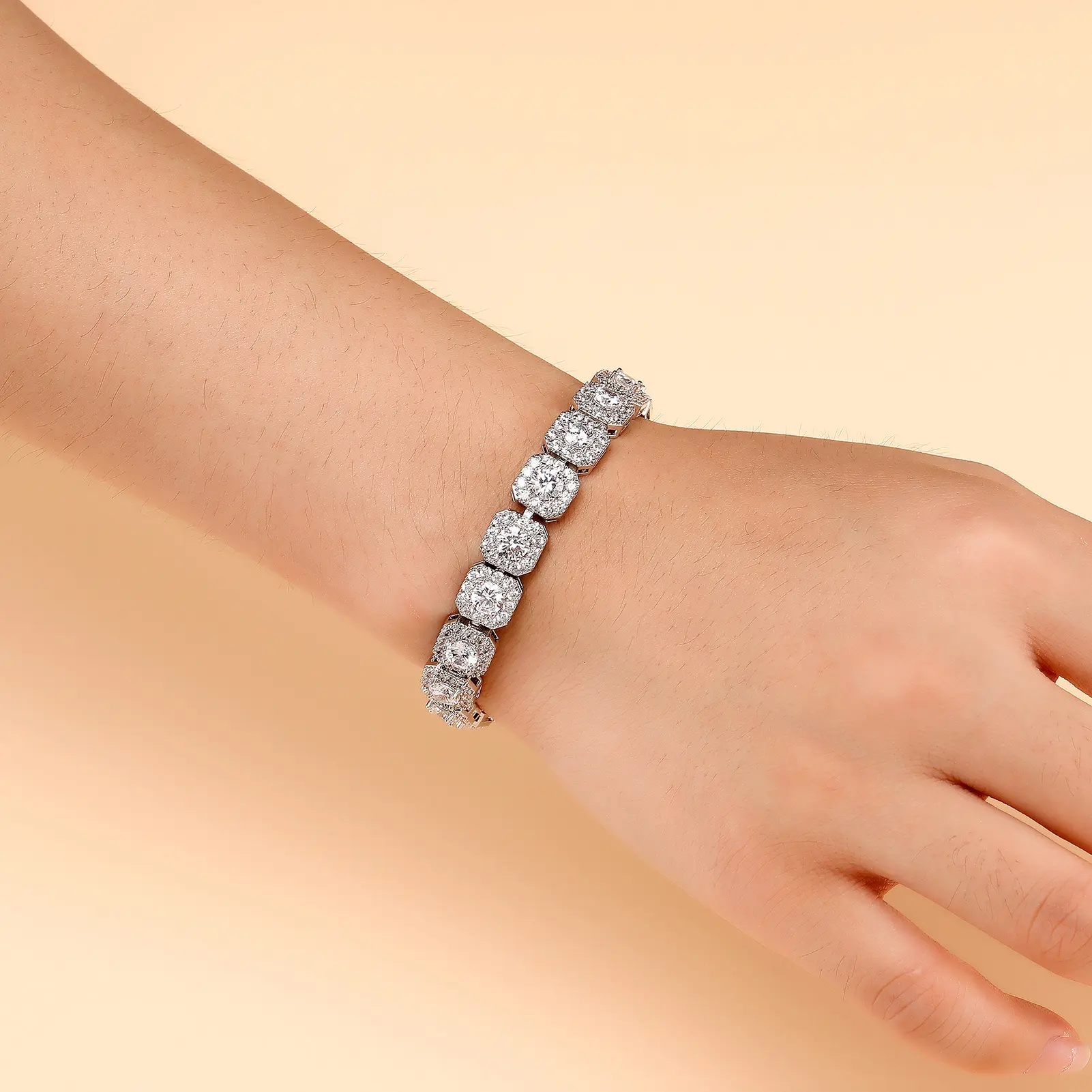 Love Bracelet Style Cuban Bracelet Rock Sugar Chain 5A Zircon Tennis Bracelet Flip Cover Men's Trendy Bracelet