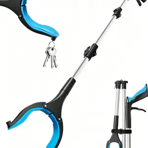 43-Inch Durable Gardening Grabber Tool, Heavy Duty Aluminum-Steel Long Reach Pick Up Stick with 360° Rotating Head, Dual-Folded Portability, Silicone Jaws, Magnetic Tip, 10 oz, 2 lbs Horizontal Capacity for Seniors, Garden Cleaning Tools