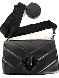 True Religion Black Bag Purse Crossbody Super Cool Elegant with Adjustable Strap and Stylish Hardware