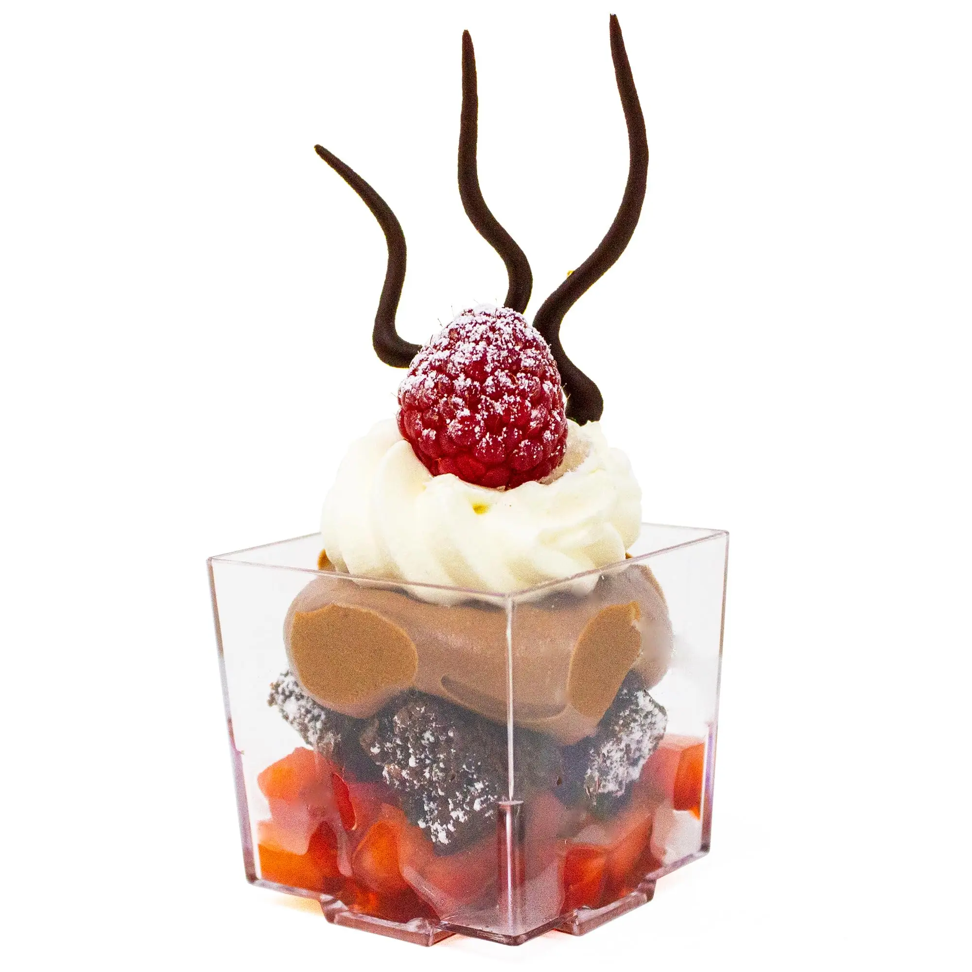 50 Pack 2.5 oz. Cube Mini Dessert Cups Transparent Clear Disposable Small Square Party Cups Shooter Cups for Weddings, Events, and Party Plastic Cups CMJJ