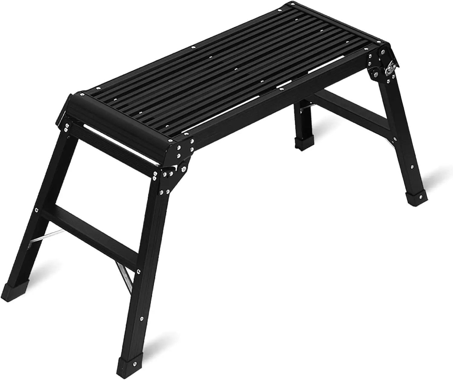 LEADALLWAY Aluminum Work Platform Step Ladder, Black | 30"x12"x20", Heavy Duty, Foldable, 330 Lbs Capacity