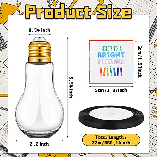 36/48 Pcs Graduation Cap Candy Jars, Graduation Gifts Class of 2026 Plastic Light Bulb Jars with Graduation Cards, Bear Candy Jar with Graduation Cap with Tassel Grad Container Drinking Cups Fillable Drink Graduation Decoration Treat Grad Party Supplies