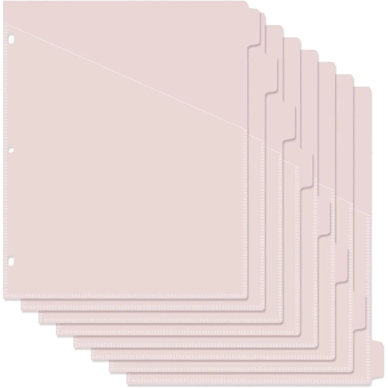 Binder Dividers with Pockets - 8 Plastic Dividers for 3 Ring Binders - A4 Bividers with Pocket & Tabs for Planners (Pink - 8 Tabs)