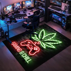 Gaming & Leisure Rectangular Rug: HD Pattern, Double Lock Edge, Washable. Ideal for Bedroom, Living Room. Colorful Game Controller Design, Cyberpunk Style, Christmas Decor, Gaming Rugs