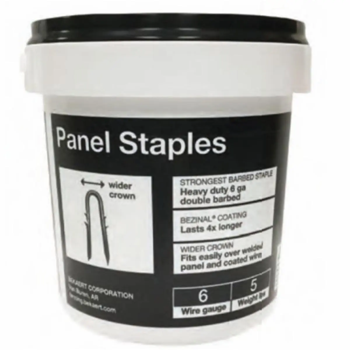 Staples Bezinal Coated Heavy-Duty Panel Staples for Baby Furniture Decoration, 6ga Steel Wire with Double Barbs, 2.5in Wider Crown, Easy-Driving 5lbs Pail Pack for Fastening Welded Panels, Bezinal Coating