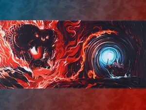 The Lord of the Rings Bridge of Khazad-dûm Desk Pad, LOTR Deskmat, Balrog Mouse Mat, Fantasy Gamers Mat, Middle Earth Battle Gaming Pad, Large Keyboard Desk Mat for LOTR Fans
