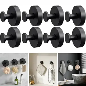 Stainless Steel Suction Cup Hooks for Shower, Removable Towel Hooks for Bathrooms Wall Window, Glass No Drill Hooks for Hanging Wreath, Robe, Loofah 8 Pcs