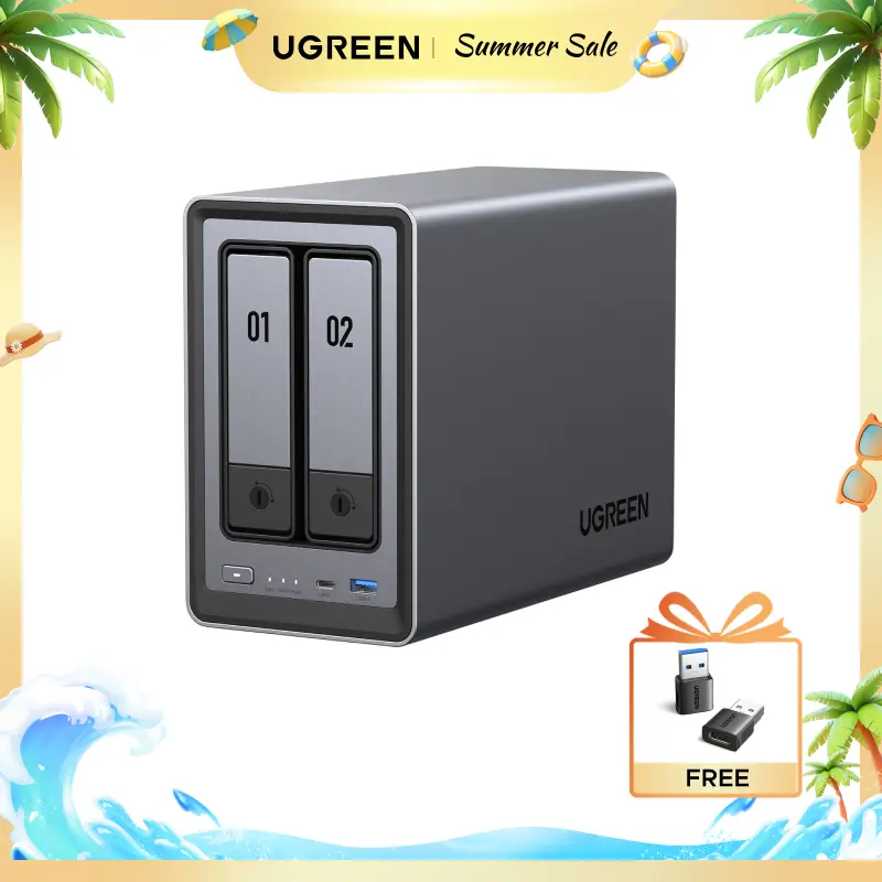 UGREEN NASync DXP2800 2-Bay Desktop NAS, Intel N100 Quad-core CPU, 8GB DDR5 RAM, 2.5GbE, 2 * M.2 NVMe Slots, 4K HDMI, Network Attached Storage (Diskless),Summer Sale