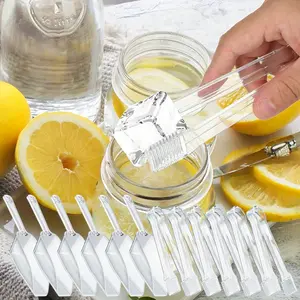 12 Pcs Plastic Serving,Mini Kitchen Tongs,Utility and Plastic Kitchen,Clear Ice,Mini Clear Buffet Scoop for Candy,Dessert,Buffet,Ice,Snack,Coffee,Tea Utensils