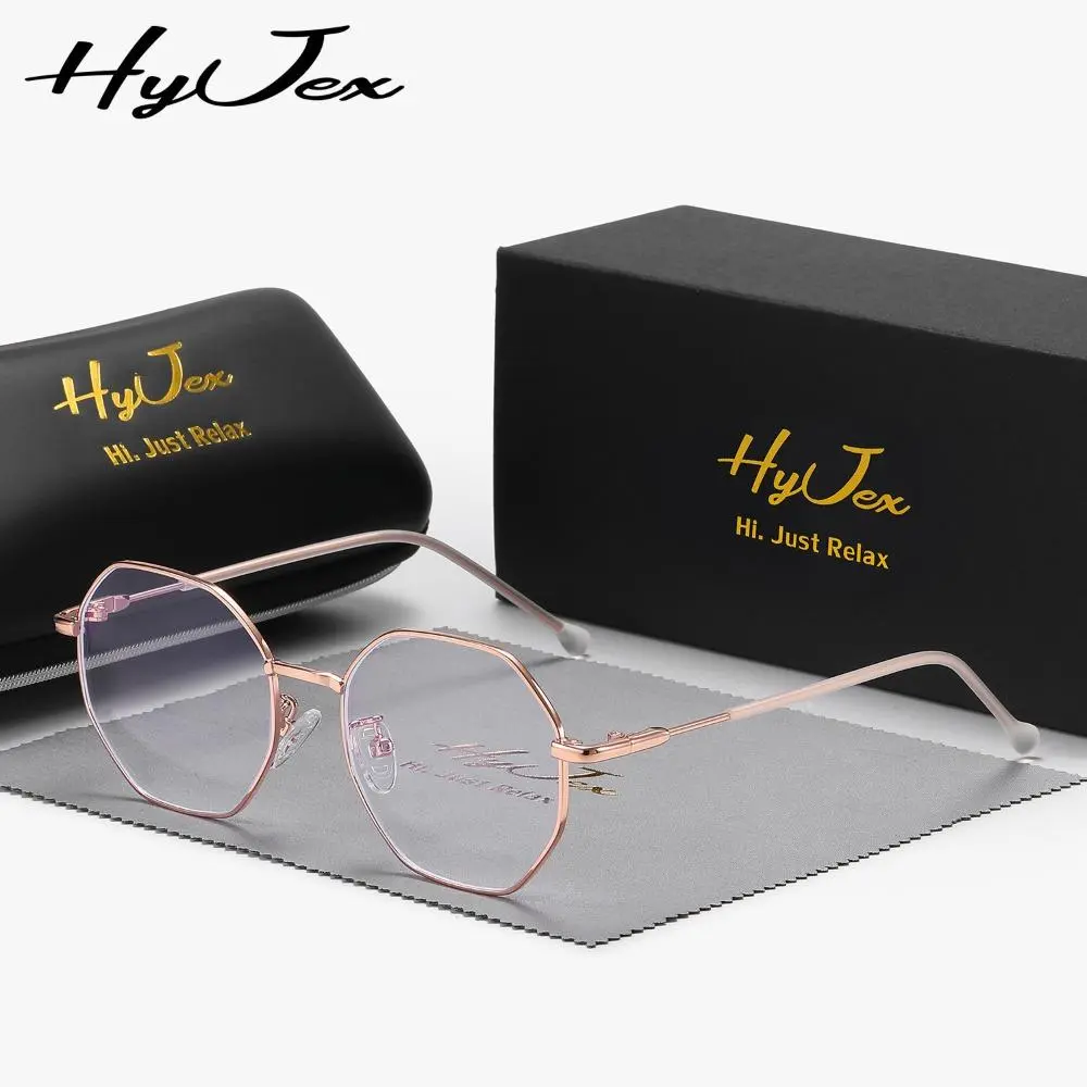 HyJex irregular casual flat glasses metal frame trendy glasses