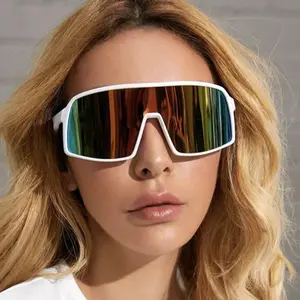 Unisex Colorful Integrated Lens Sunglasses Windproof UV Protection Cycling Running Driving Outdoor Sports Fashion Shades