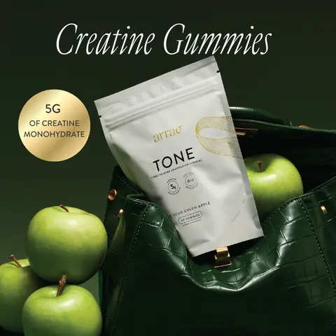 Arrae Sour Green Apple Tone| Women's Creatine Monohydrate Gummies| Gut-Friendly Formula| Sour Green Apple Flavor| 15-Day Supply  Fitness Dietary Supplement Edible