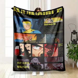Superstyle Limited Edition Emperor Mark Grayson Invincible War Comic Flannel Blanket Comic Panel Design Soft Warm Cozy Lightweight Throw Ideal for Sofa Bedroom Office Travel Gift Decor Use