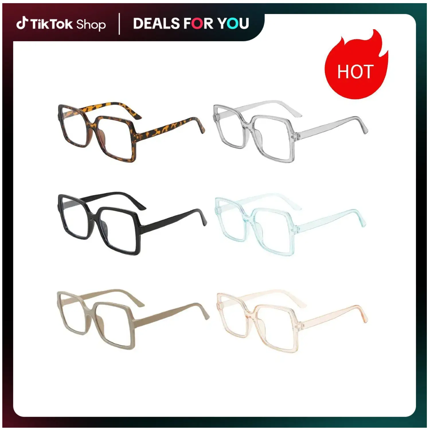 Paleshy 6 Pack Oversized Blue Light Glasses for Women Men Square Blue Light Blocking Glasses Stylish Computer Reading Eyeglasses,Suitable For Daily Decoration summerwins