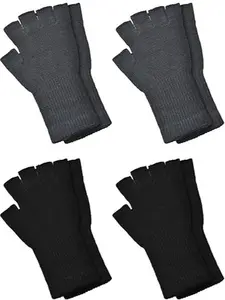 4 Pairs Women's Fingerless Typing Gloves, Half Finger Winter Knit Gloves with Long Wrist Cuff, Cozy and Stylish Mittens for Cold Weather