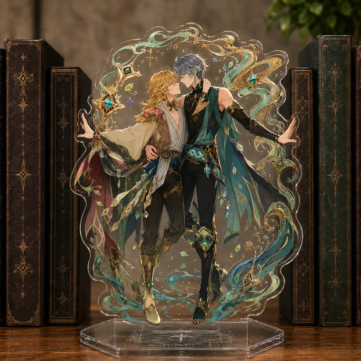 Kaveh & Alhaitham Acrylic Bookend Standee, Home Decor Statue, Bookshelf Display Accessory, Book Lover Gift