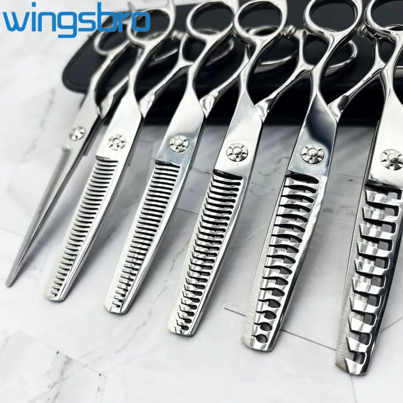 wingsbro Professional Silver Thinning Shears - 6.7-Inch Stainless Steel Haircare Tool for Texturing, Blending - Barber Equipment, Salon Supplies for Thin Hair Styling