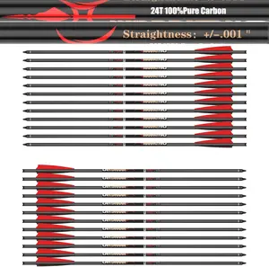 Sanlida 100% Pure Carbon Crossbow Bolts, 0.001"/0.003"/0.006" Buy 12 Get 12 Free! 20/22 Inch Professional Standard Hunting Crossbolts with Removable Tips(24 pcs)