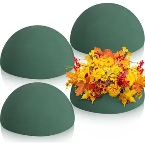4 Pack Green Dry Floral Foam Half Balls Round Foam Block Craft Supplies for Artificial Plant Floral Arrangement, Size 3.54 x 1.77 Inch
