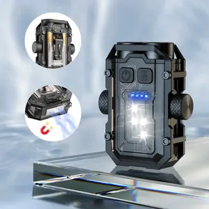 Mini Rechargeable Led Flashlight, Keychain Light for Bag, Work Light EDC Portable Torch, Waterproof, Camping Gadgets, Tactical Flashlight with Magnet