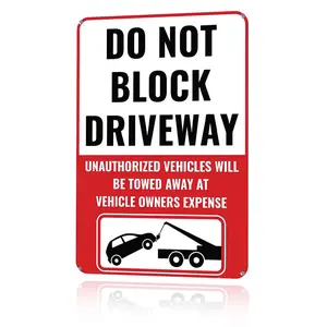 Do Not Block Driveway Unauthorized Vehicles Will Be Towed Metal Sign 12x8 In Aluminum, Vintage Warning Tin Sign for Driveway, Yard, Street, Retro Tow Warning Wall Art, 12x8 Inch Aluminum Plaque
