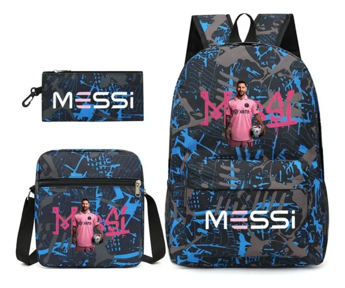 CR7 Football 3Pcs Set Backpack With Messenger Bags Pencil Bag,School Bag Gift