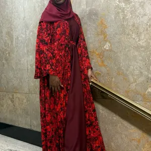 4 piece rhinestone embellished Abaya with under garment for elegant wear.