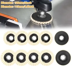 5Pcs 4.5/5 inch Wool Polishing Wheels/Buffing Pads Set - Wool Felt Flap Polishing Disc for Angle Grinder,tool for Cleaning Rusted Metal,Glass,Stone,Marble
