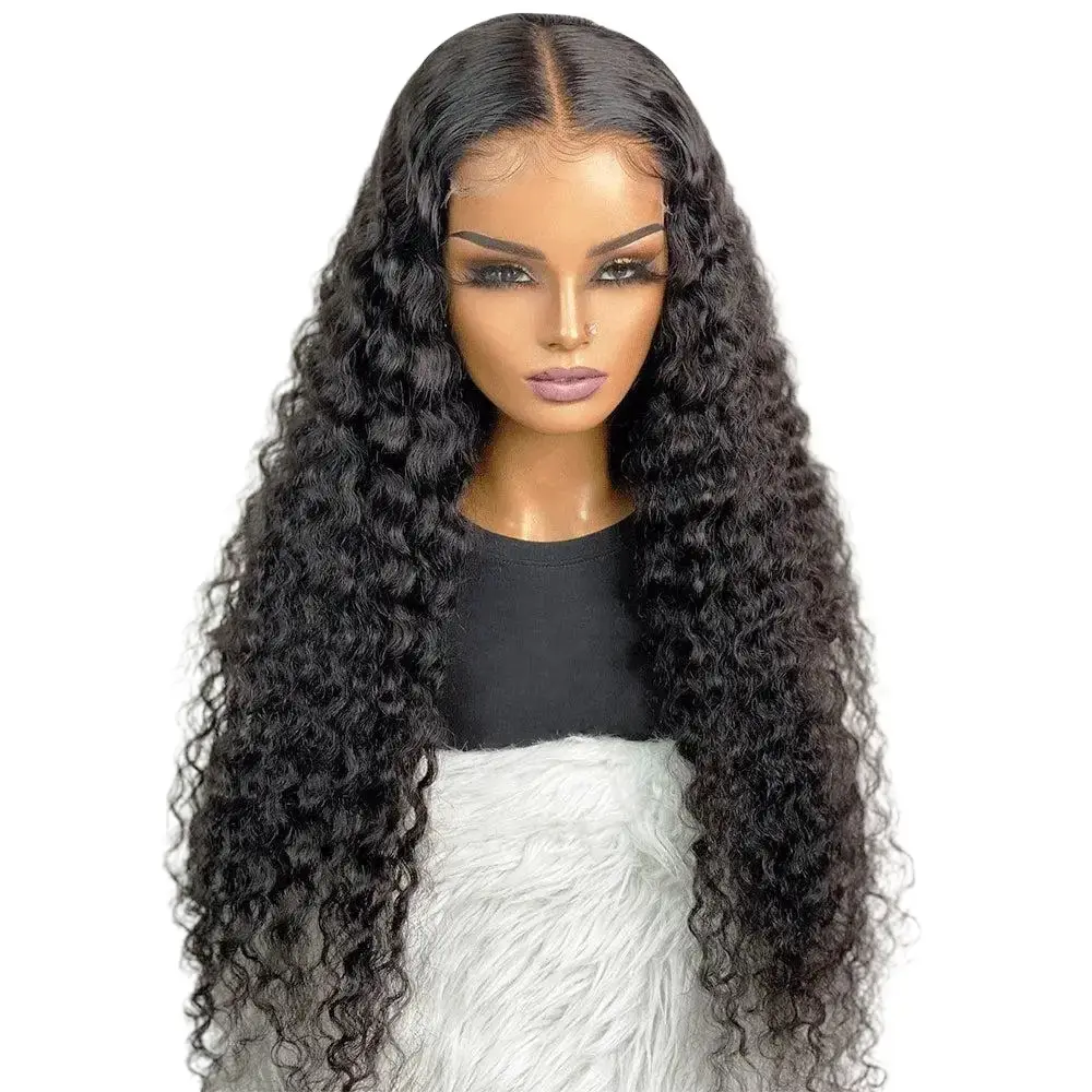 DIVA Deep Wave 13x4 HD Lace Frontal Wig - Dark Color, Stylish Hair Accessory for Everyday Wear, Natural State, Full Frontal